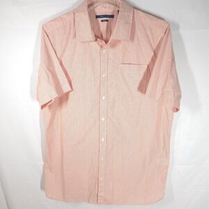 Perry Ellis Mens Short Sleeve Button Down Shirt XL Tall‎ Peach Stripe Stretch